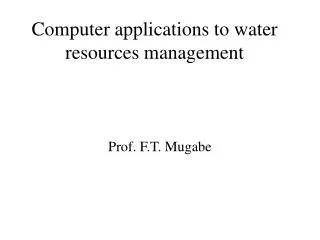 Computer applications to water resources management