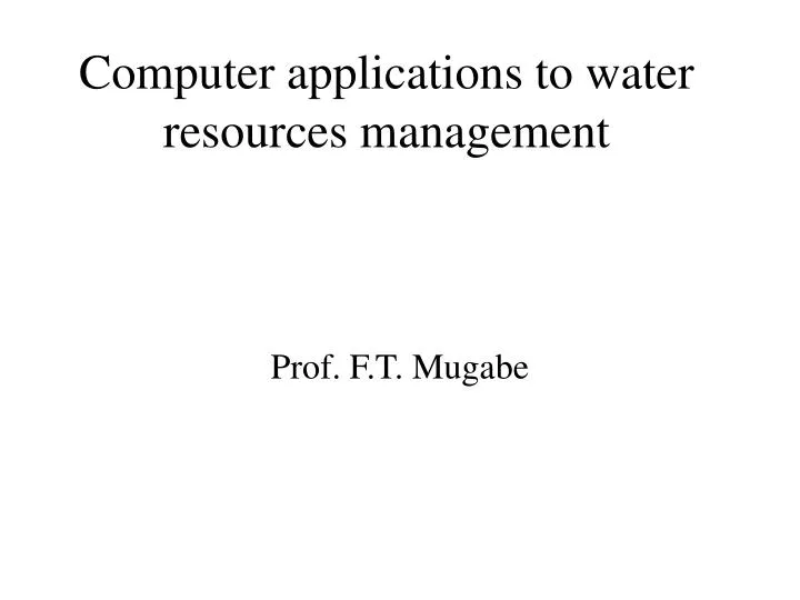 computer applications to water resources management