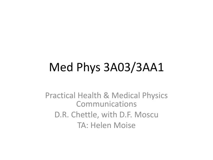 med phys 3a03 3aa1