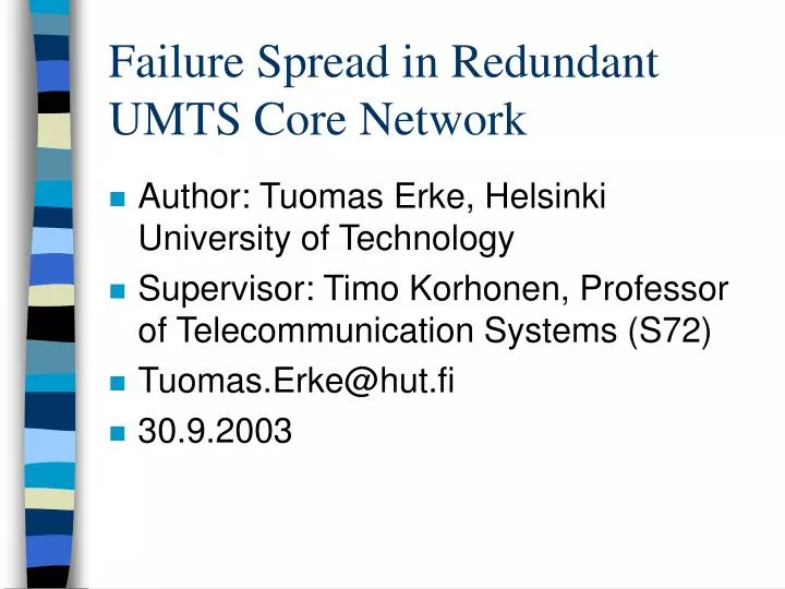 failure spread in redundant umts core network