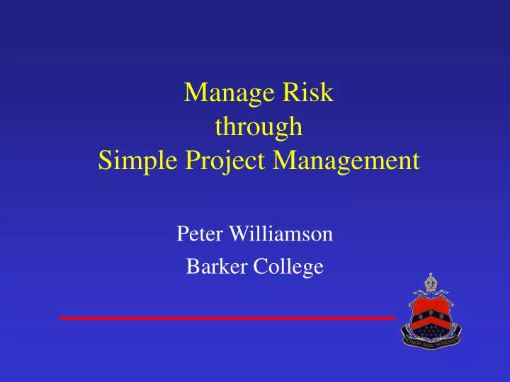 manage risk through simple project management