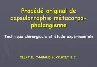proc d original de capsulorraphie m tacarpo phalangienne