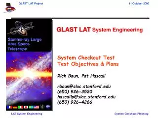GLAST LAT System Engineering