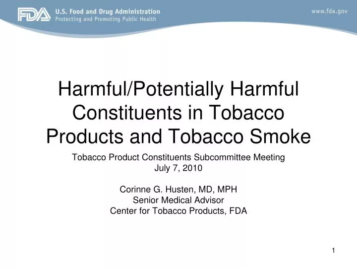harmful potentially harmful constituents in tobacco products and tobacco smoke