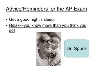 Advice/Reminders for the AP Exam