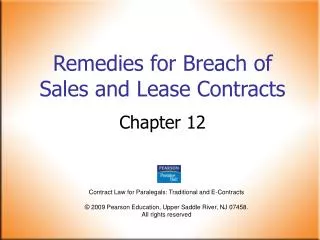 Remedies for Breach of Sales and Lease Contracts