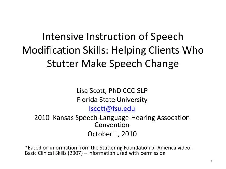 intensive instruction of speech modification skills helping clients who stutter make speech change