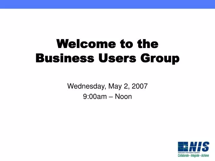 welcome to the business users group