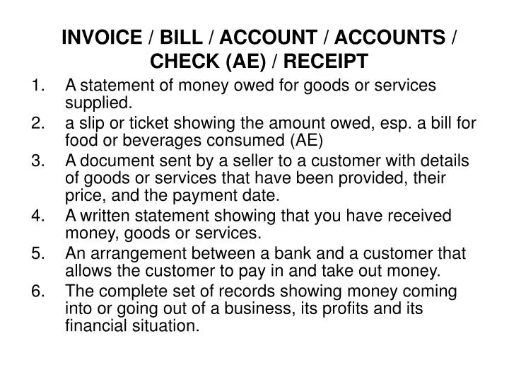 invoice bill account accounts check ae receipt