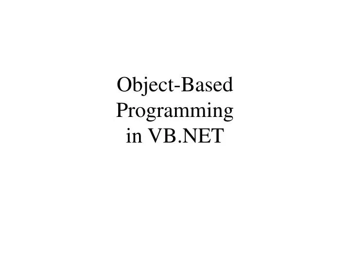 object based programming in vb net