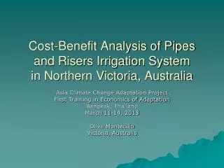 Cost-Benefit Analysis of Pipes and Risers Irrigation System in Northern Victoria, Australia