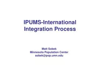 IPUMS-International Integration Process