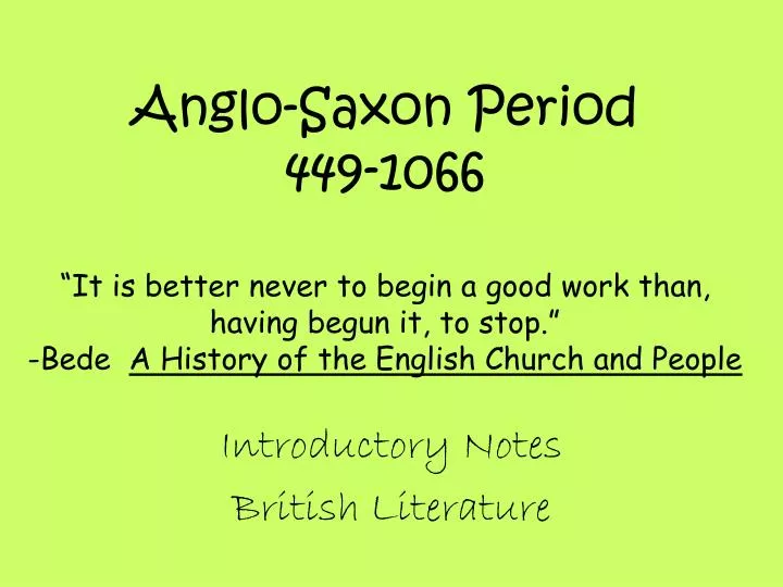 introductory notes british literature