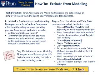 How To: Exclude from Modeling