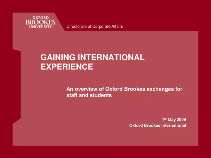 gaining international experience