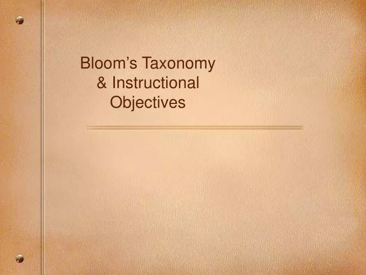 bloom s taxonomy instructional objectives