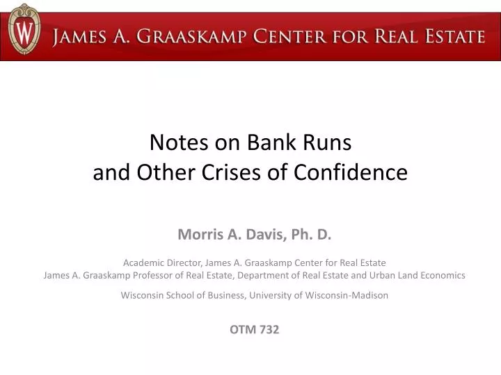 notes on bank runs and other crises of confidence