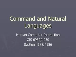Command and Natural Languages