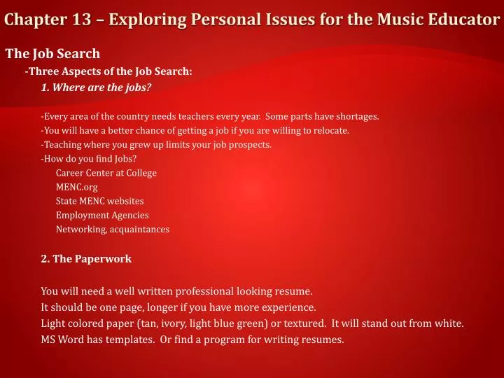 chapter 13 exploring personal issues for the music educator