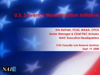 U.S. Solvency Modernization Initiative