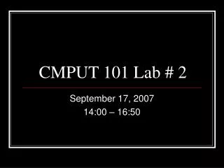 CMPUT 101 Lab # 2