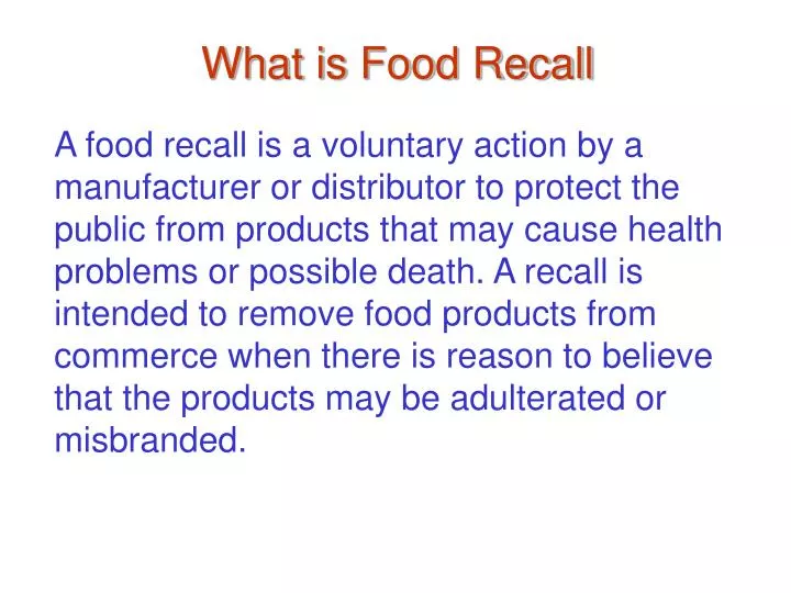 what is food recall