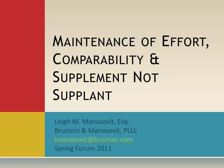 maintenance of effort comparability supplement not supplant