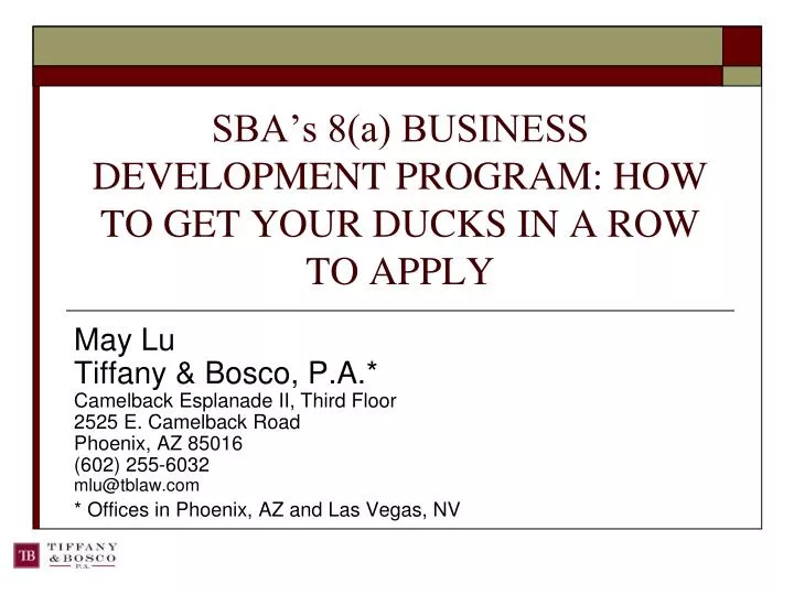 sba s 8 a business development program how to get your ducks in a row to apply
