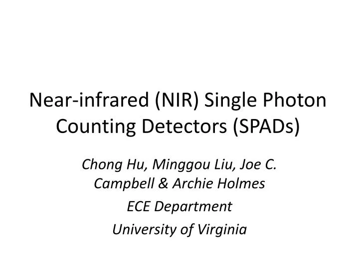 near infrared nir single photon counting detectors spads