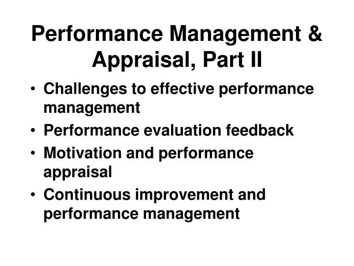 performance management appraisal part ii