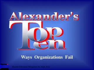 Ways Organizations Fail