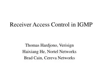 Receiver Access Control in IGMP