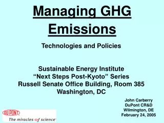Managing GHG Emissions