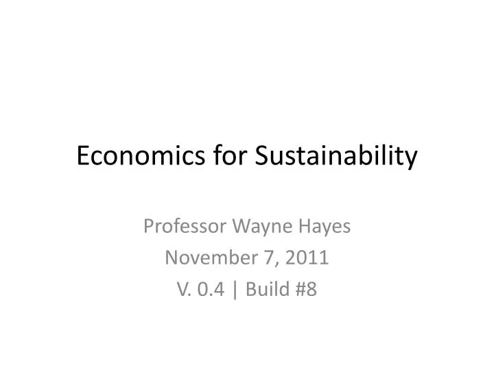 economics for sustainability