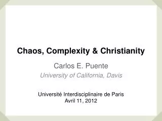 Chaos, Complexity &amp; Christianity