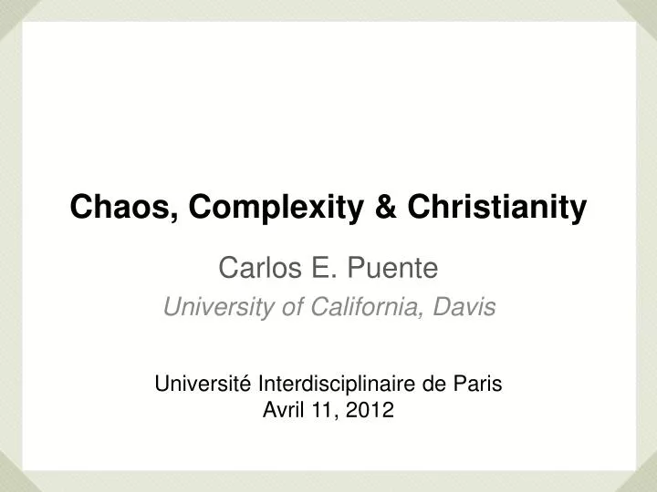 chaos complexity christianity