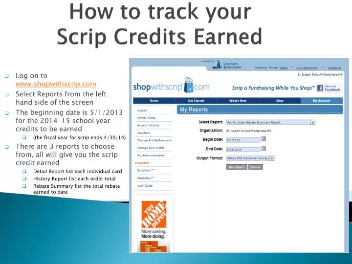 how to track your scrip credits earned