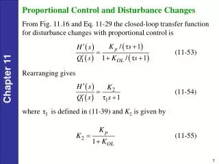 Proportional Control and Disturbance Changes