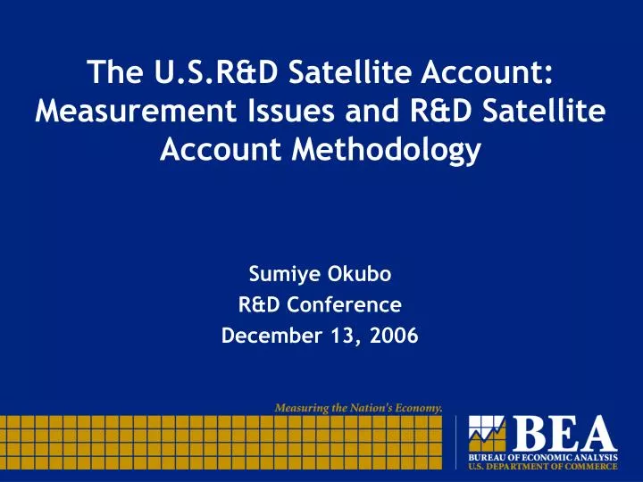 the u s r d satellite account measurement issues and r d satellite account methodology