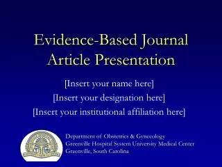 Evidence-Based Journal Article Presentation