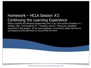 Homework: Recap of HCLA Emersion Session