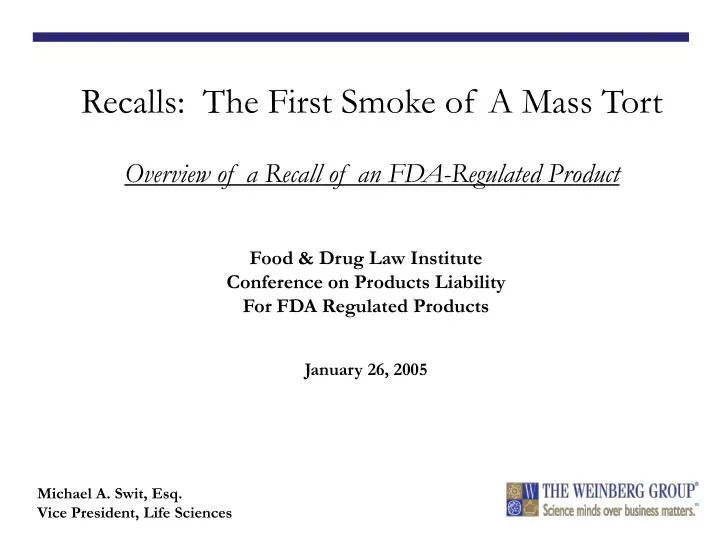 food drug law institute conference on products liability for fda regulated products january 26 2005