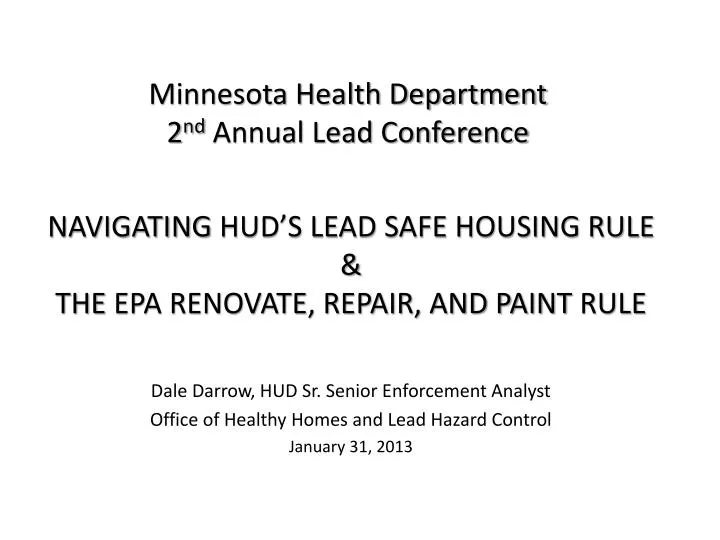 minnesota health department 2 nd annual lead conference