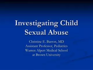 Investigating Child Sexual Abuse