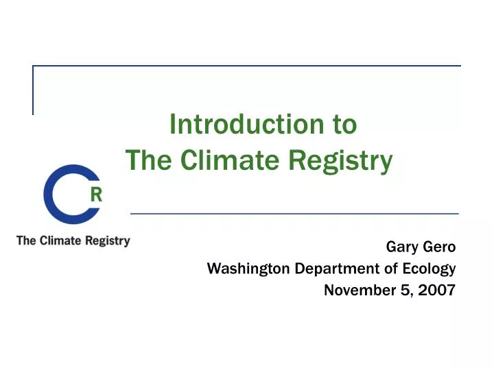 introduction to the climate registry
