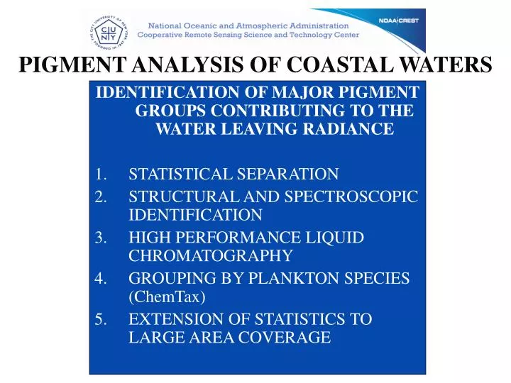 pigment analysis of coastal waters