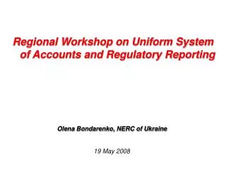 Regional Workshop on Uniform System of Accounts and Regulatory Reporting