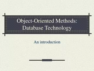 object oriented methods database technology