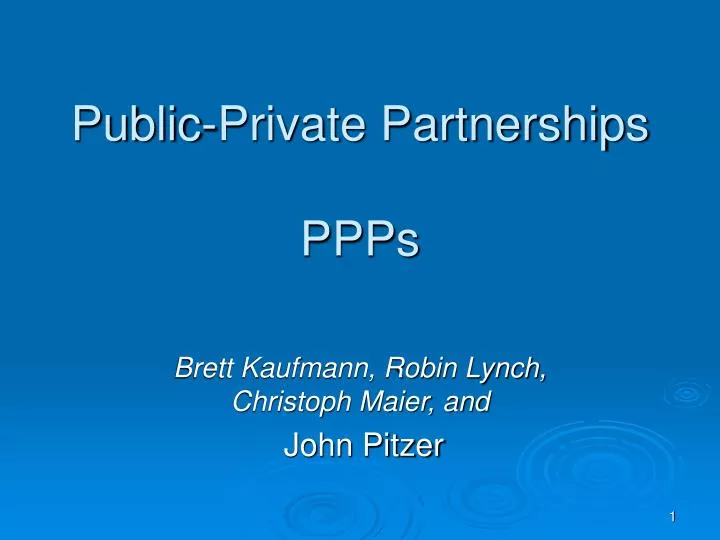 public private partnerships ppps