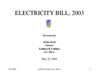 ELECTRICITY BILL, 2003